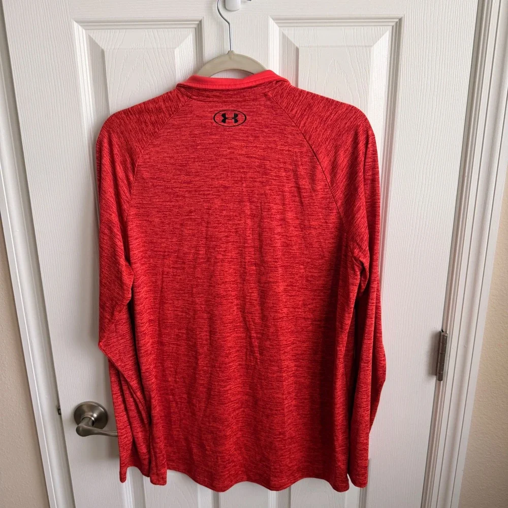 Under Armour Mens Tech 2.0 1/4 Zip HeatGear Red Heather Pullover MD